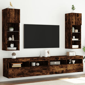 TV-Schränke mit LED-Leuchten Räuchereiche 2er Set
