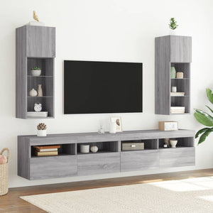 TV-Schrank mit LED Grau Sonoma 90cm