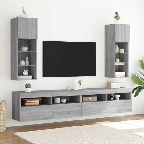 TV-Schrank mit LED Grau Sonoma 90cm