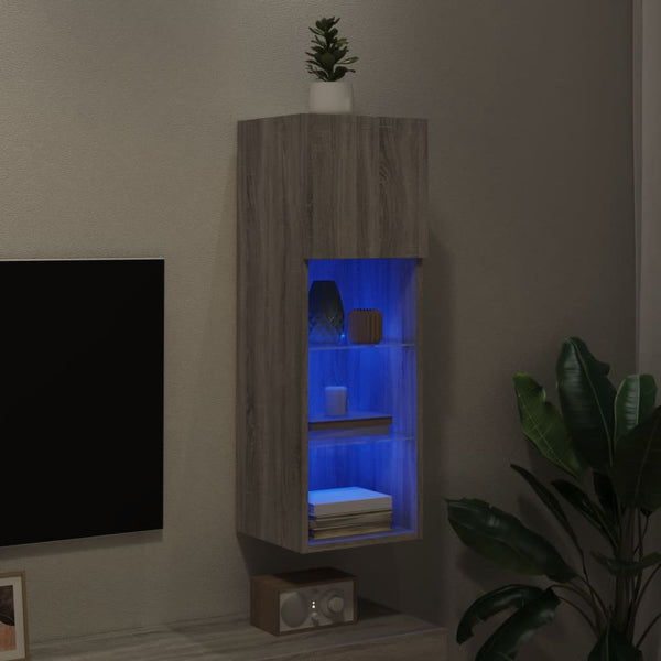 TV-Schrank mit LED Grau Sonoma 90cm