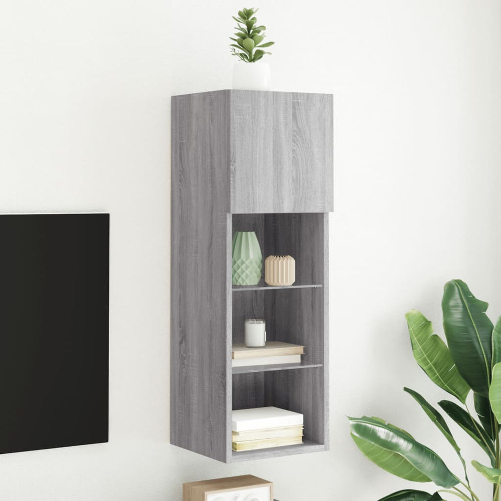 TV-Schrank mit LED Grau Sonoma 90cm