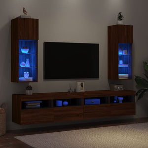 TV-Schränke mit LED Braun Eichen-Optik, 2er-Set