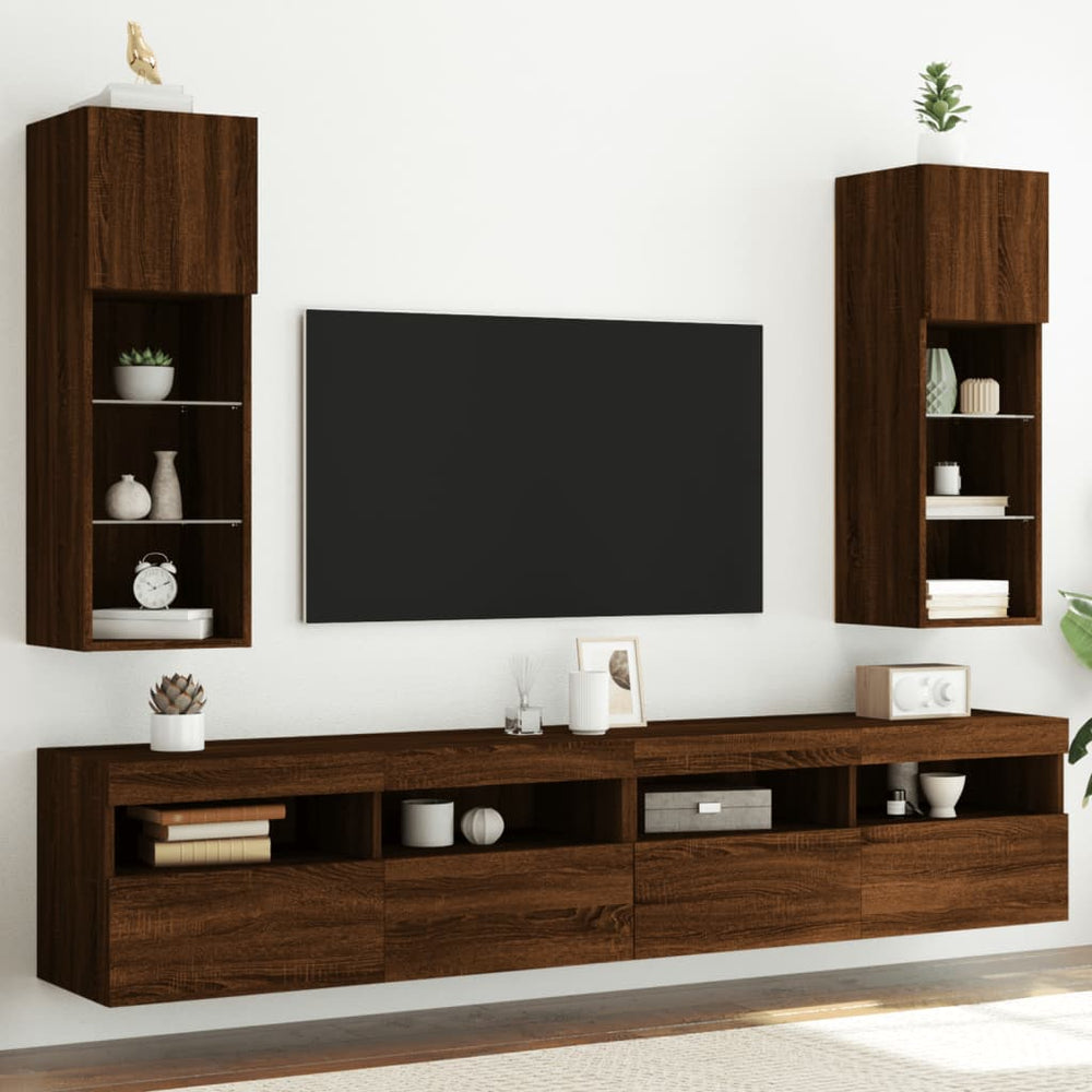TV-Schränke mit LED Braun Eichen-Optik, 2er-Set