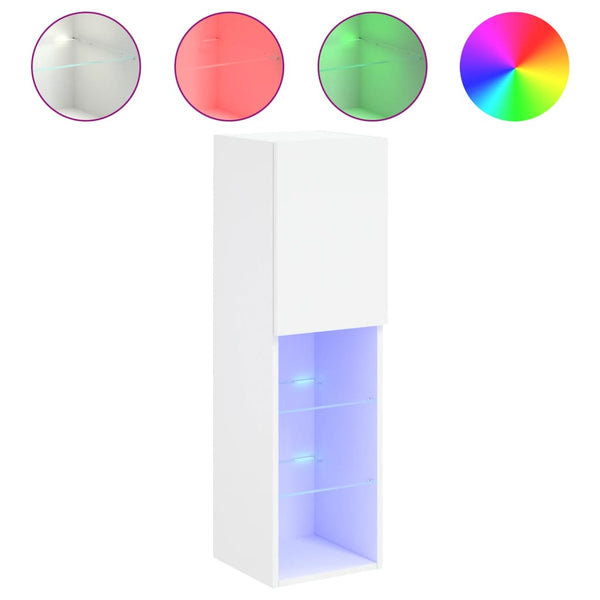 Weißer TV-Schrank mit LED-Leuchten