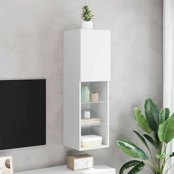 Weißer TV-Schrank mit LED-Leuchten