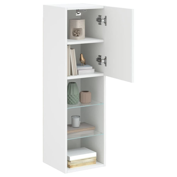 Weißer TV-Schrank mit LED-Leuchten
