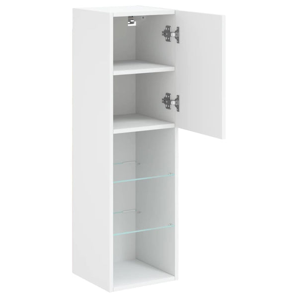 Weißer TV-Schrank mit LED-Leuchten