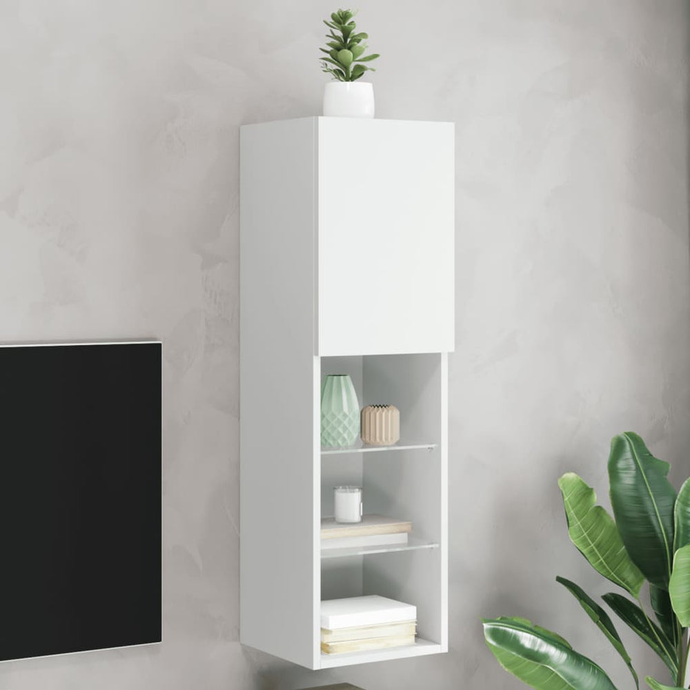 Weißer TV-Schrank mit LED-Leuchten