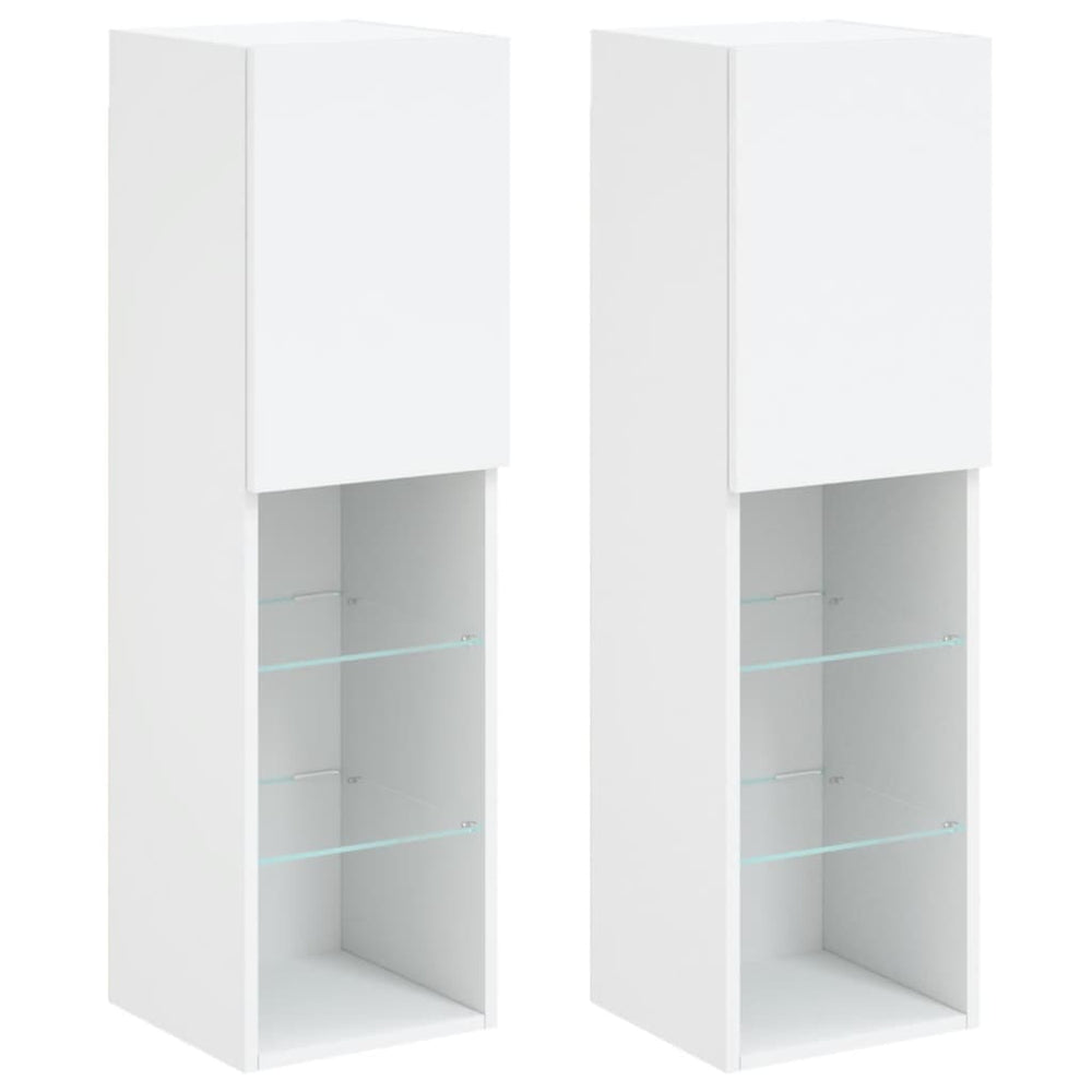 TV-Schränke mit LED-Leuchten, 2er Set, Weiß