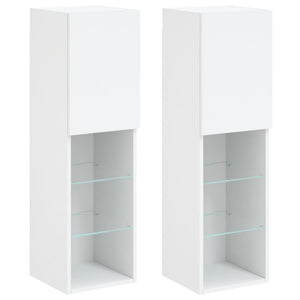 TV-Schränke mit LED-Leuchten, 2er Set, Weiß