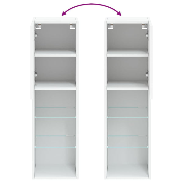 TV-Schränke mit LED-Leuchten, 2er Set, Weiß