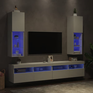 TV-Schränke mit LED-Leuchten, 2er Set, Weiß