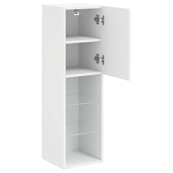 TV-Schränke mit LED-Leuchten, 2er Set, Weiß