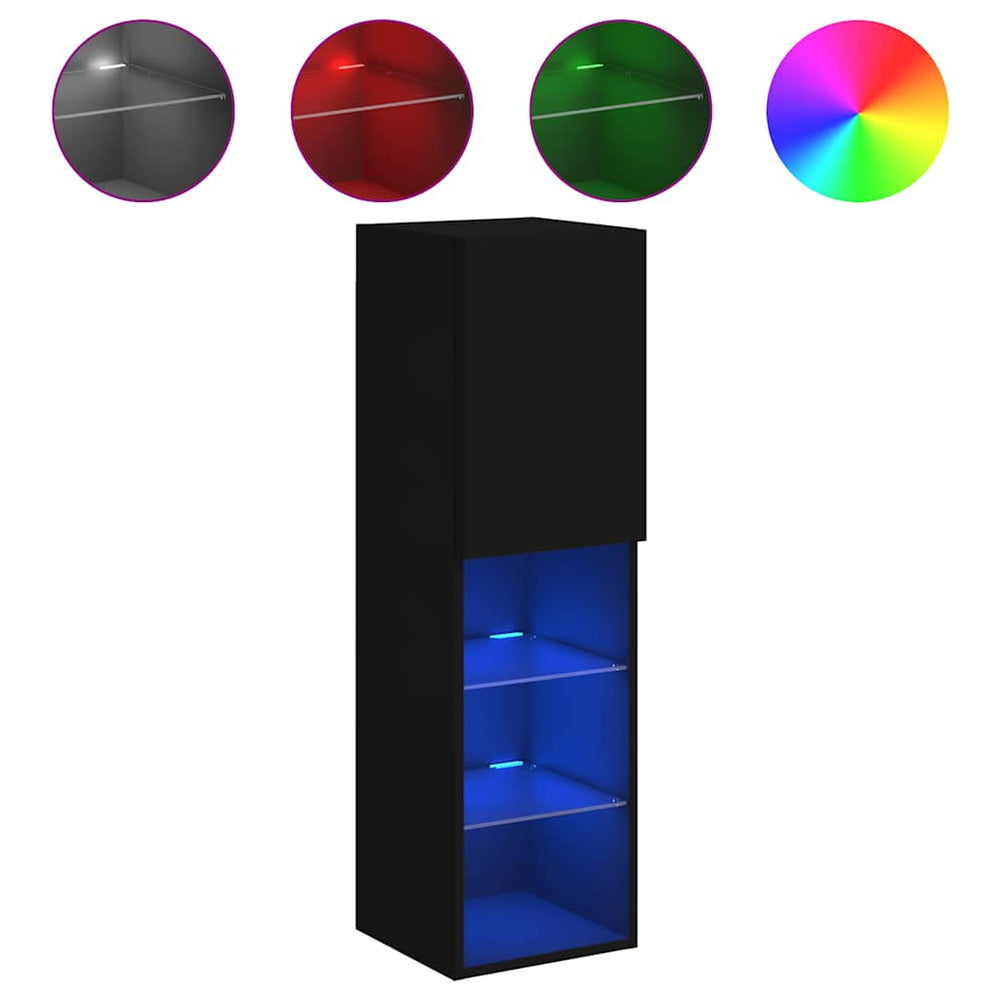 TV-Schrank Schwarz mit LED-Leuchten
