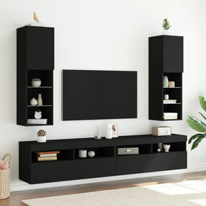 TV-Schrank Schwarz mit LED-Leuchten