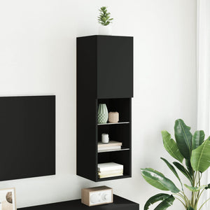 TV-Schrank Schwarz mit LED-Leuchten