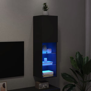 TV-Schrank Schwarz mit LED-Leuchten