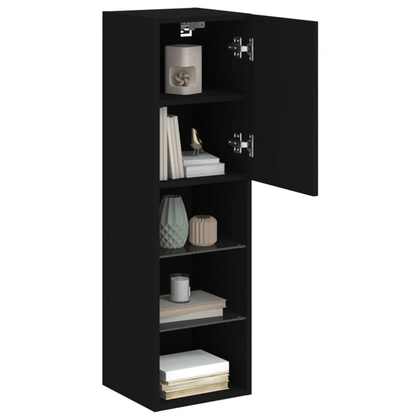 TV-Schrank Schwarz mit LED-Leuchten