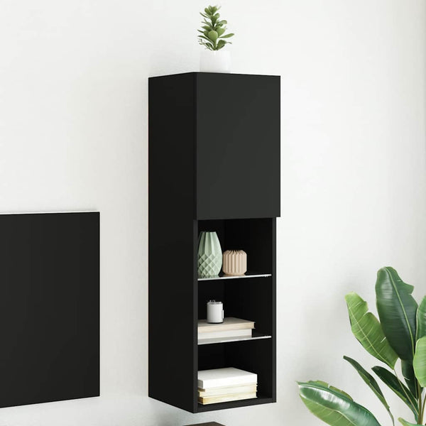 TV-Schrank Schwarz mit LED-Leuchten