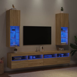 TV-Schränke mit LED Sonoma-Eiche 2er Set