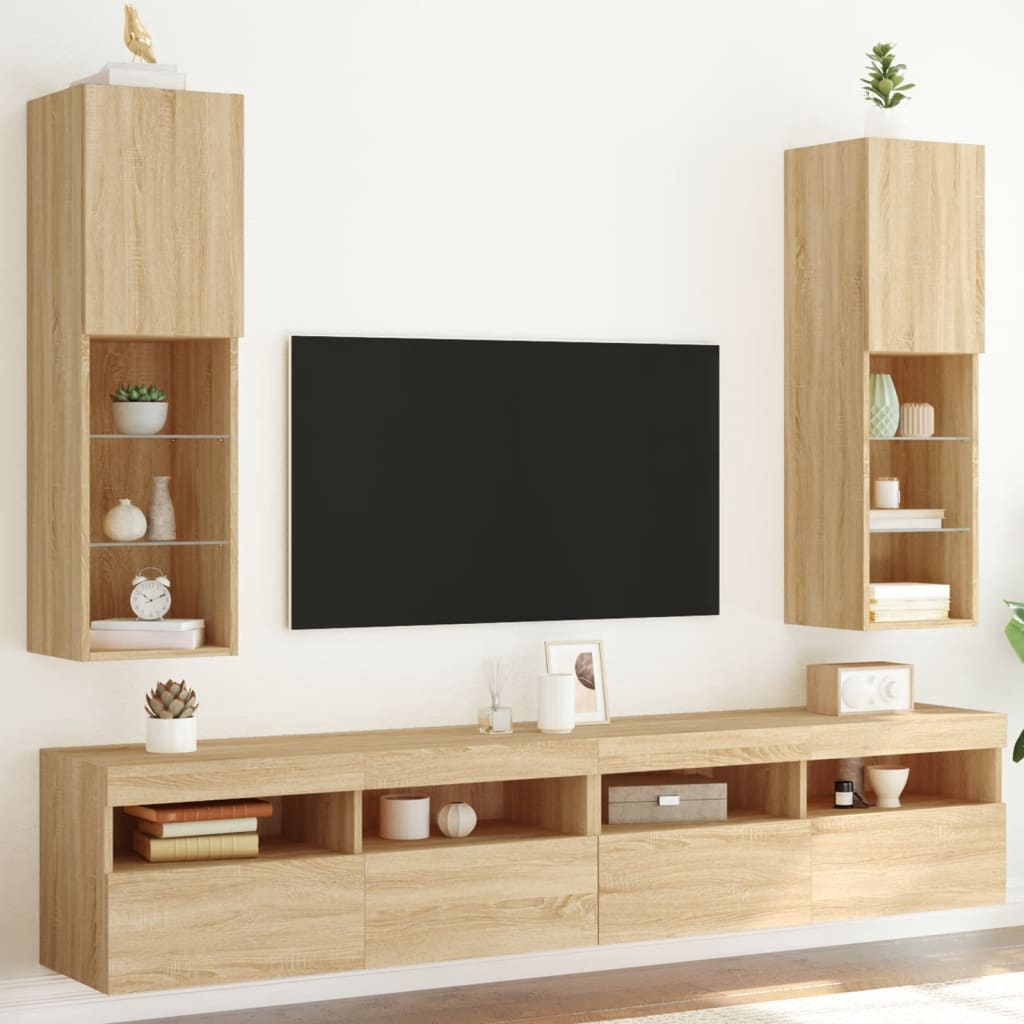 TV-Schränke mit LED Sonoma-Eiche 2er Set