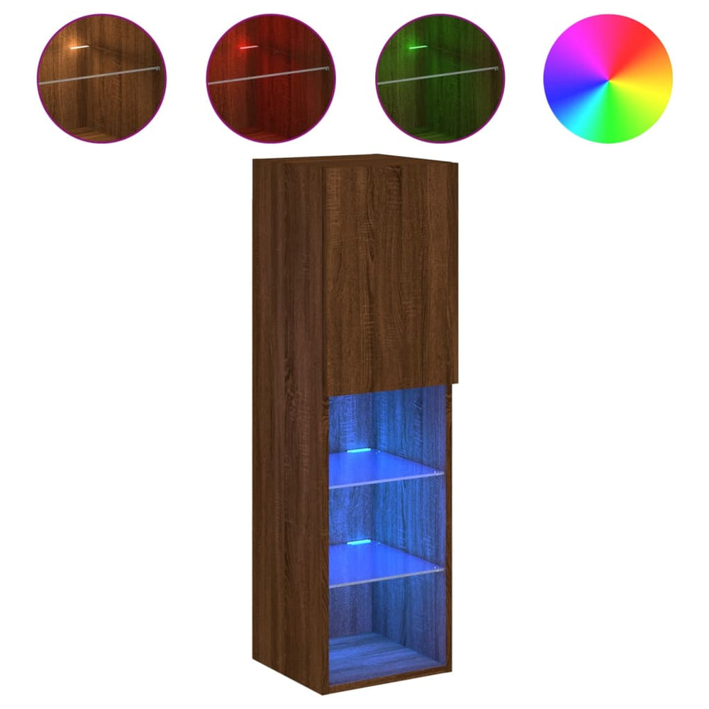 TV-Schrank mit LED Braun Eichen-Optik