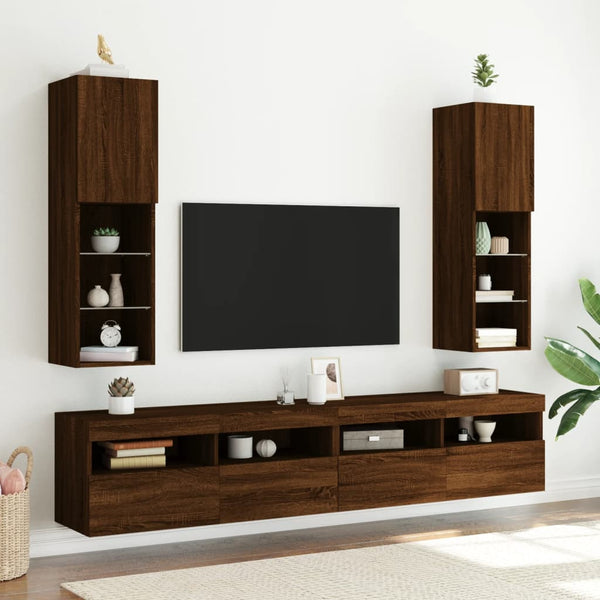 TV-Schrank mit LED Braun Eichen-Optik