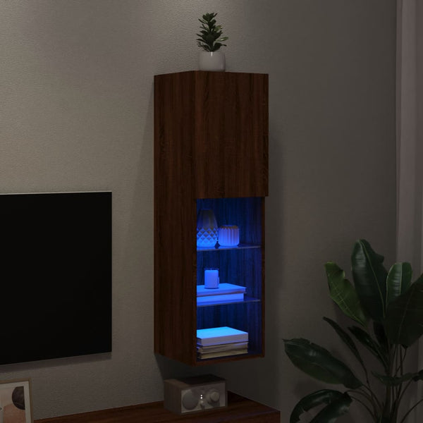 TV-Schrank mit LED Braun Eichen-Optik