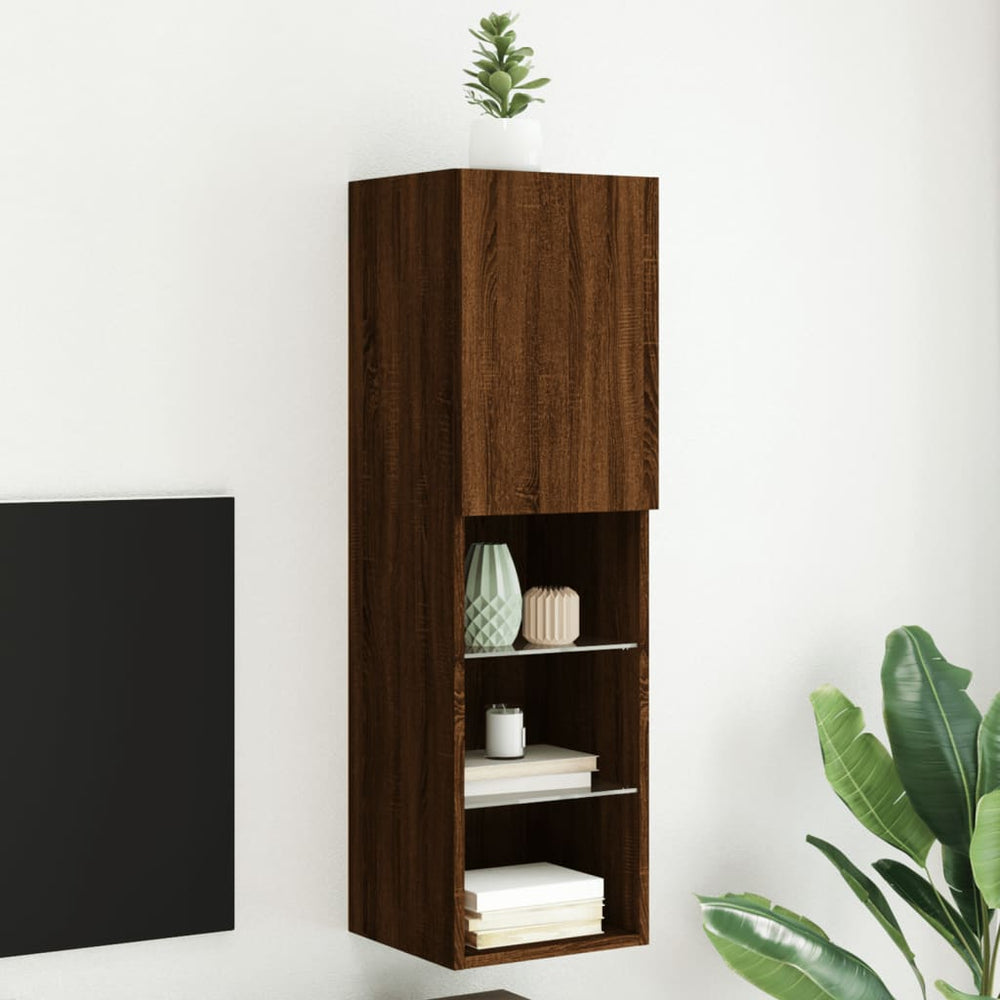 TV-Schrank mit LED Braun Eichen-Optik