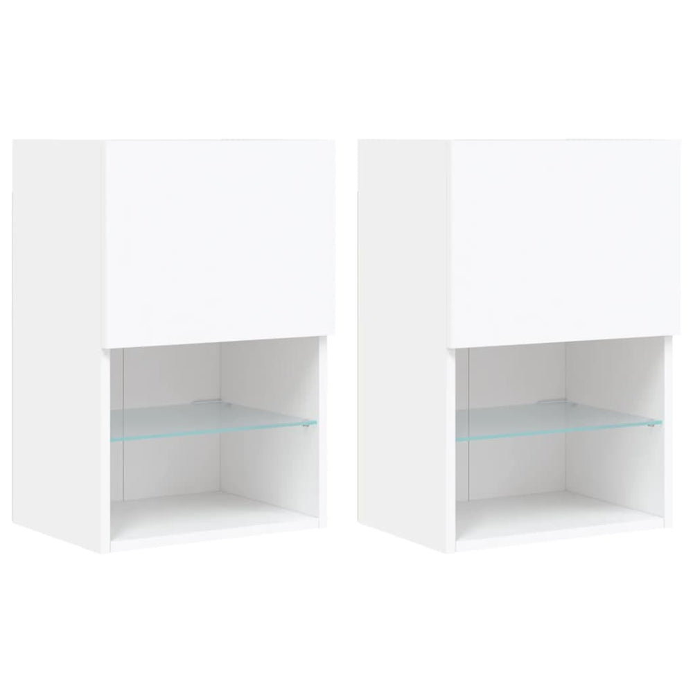 TV-Schränke mit LED, 2er Set, Weiß