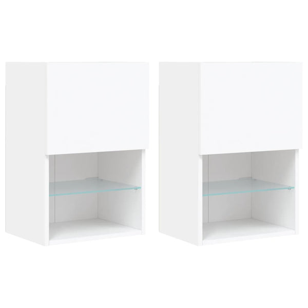 TV-Schränke mit LED, 2er Set, Weiß