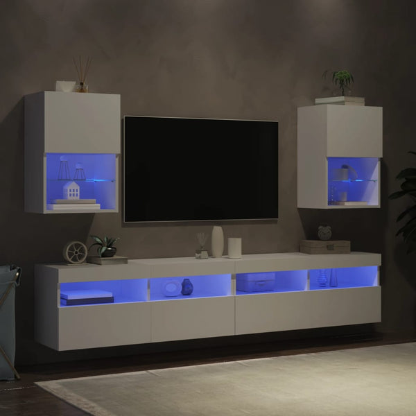 TV-Schränke mit LED, 2er Set, Weiß