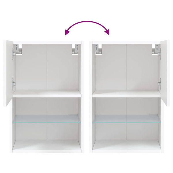 TV-Schränke mit LED, 2er Set, Weiß