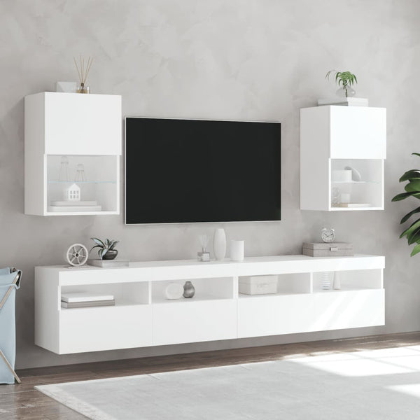 TV-Schränke mit LED, 2er Set, Weiß