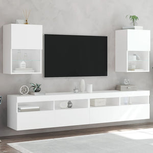 TV-Schränke mit LED, 2er Set, Weiß