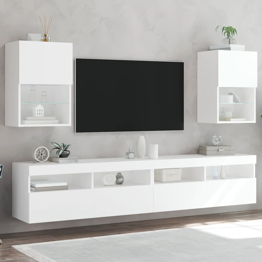 TV-Schränke mit LED, 2er Set, Weiß