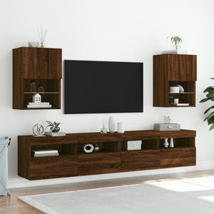 TV-Schrank Braun Eiche mit LED