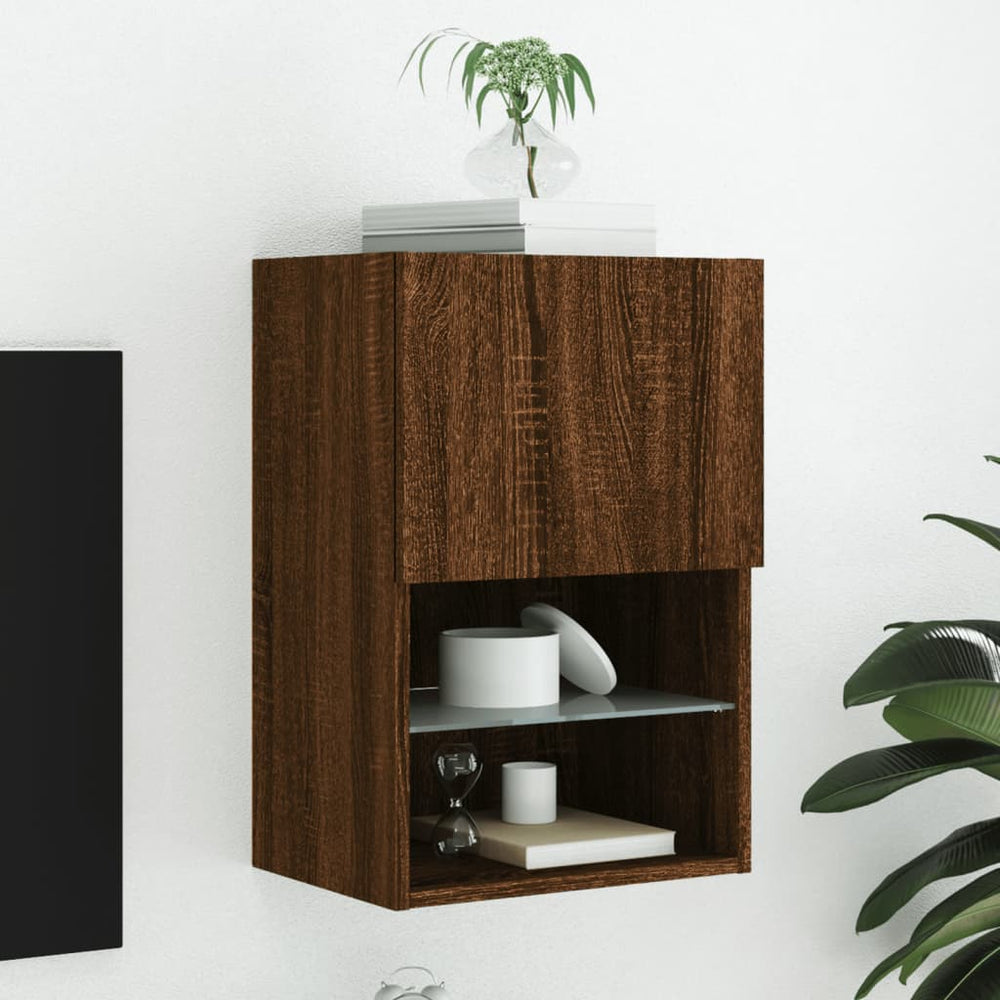 TV-Schrank Braun Eiche mit LED