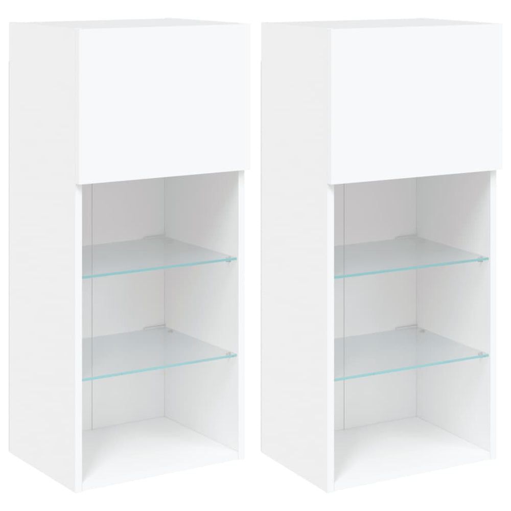 TV-Schränke mit LED-Beleuchtung, 2er-Set, Weiß