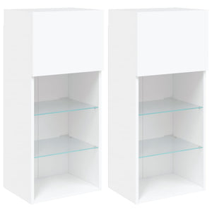 TV-Schränke mit LED-Beleuchtung, 2er-Set, Weiß
