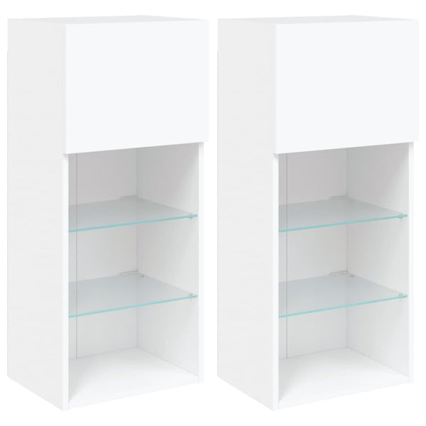 TV-Schränke mit LED-Beleuchtung, 2er-Set, Weiß