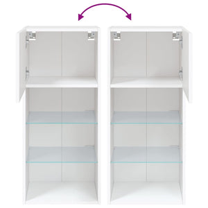 TV-Schränke mit LED-Beleuchtung, 2er-Set, Weiß