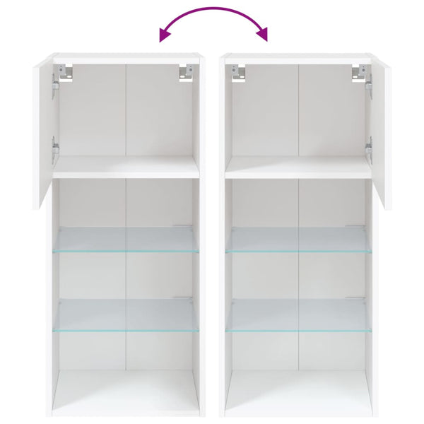 TV-Schränke mit LED-Beleuchtung, 2er-Set, Weiß