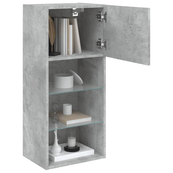 vidaXL Meuble TV avec lumières LED gris béton 40,5x30x90 cm