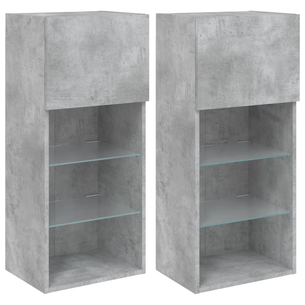 TV-Schränke mit LED Betongrau 40,5x30x90 cm, 2er-Set
