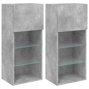 TV-Schränke mit LED Betongrau 40,5x30x90 cm, 2er-Set