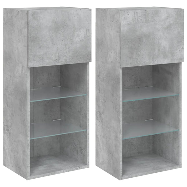 TV-Schränke mit LED Betongrau 40,5x30x90 cm, 2er-Set