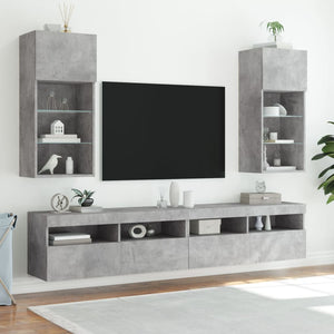 TV-Schränke mit LED Betongrau 40,5x30x90 cm, 2er-Set