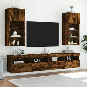 TV-Schrank mit LED Räuchereiche 90 cm