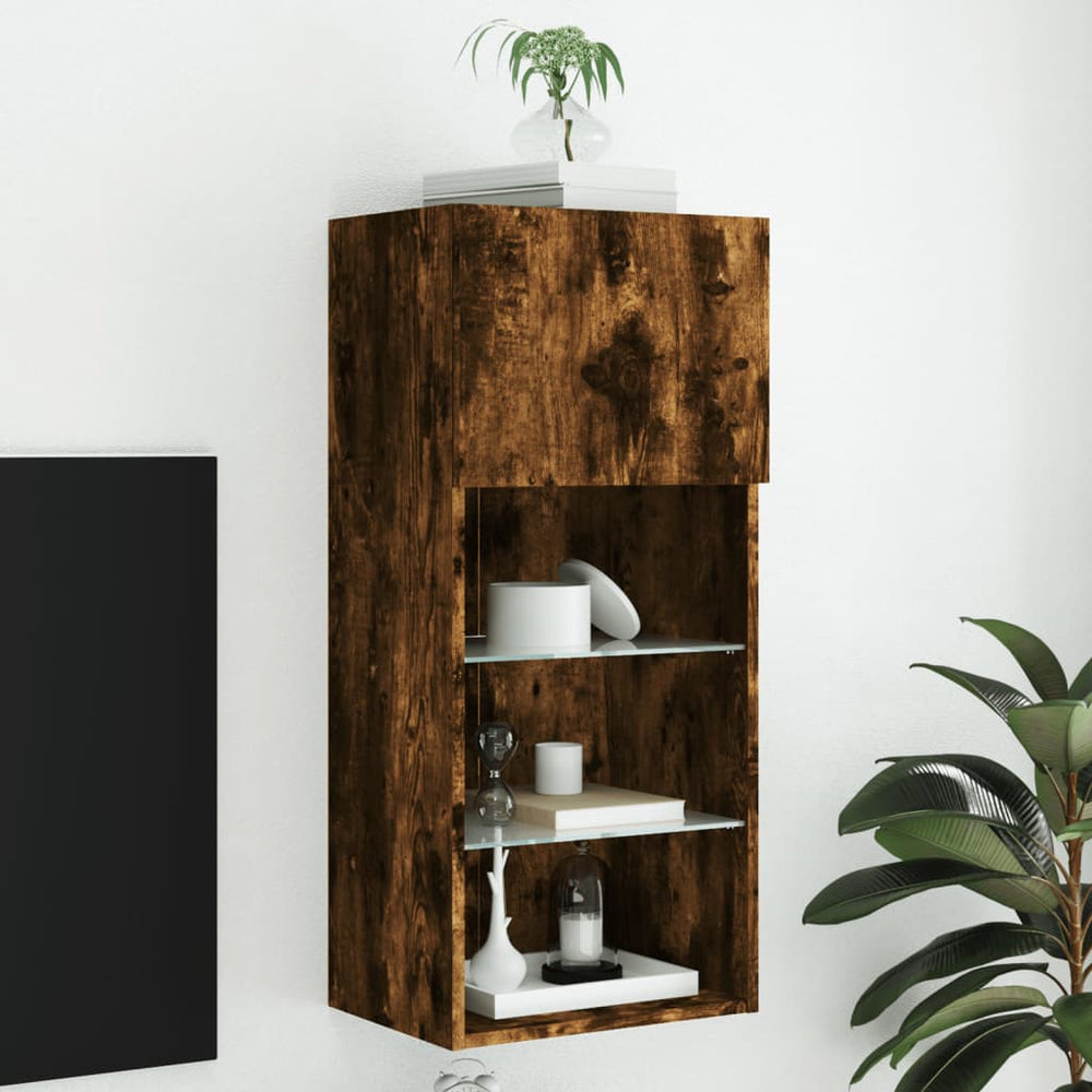 TV-Schrank mit LED Räuchereiche 90 cm